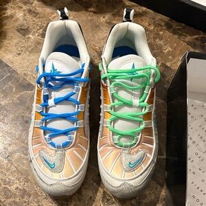 Nike Sneakers Air Max 98 the Mix NYC  Mens 10sz CI1502-001 Blue and Green Design